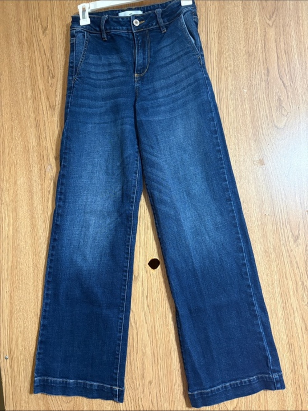 KanCan Dark Blue Denim flareJeans with Gold Stitching